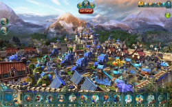Prime World Gameplay-Screenshot #2 - Schlossansicht mit eingeblendeter Helden-Menüleiste.